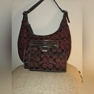 Y2K Coach Burgundy and Black Women's Bag Trio